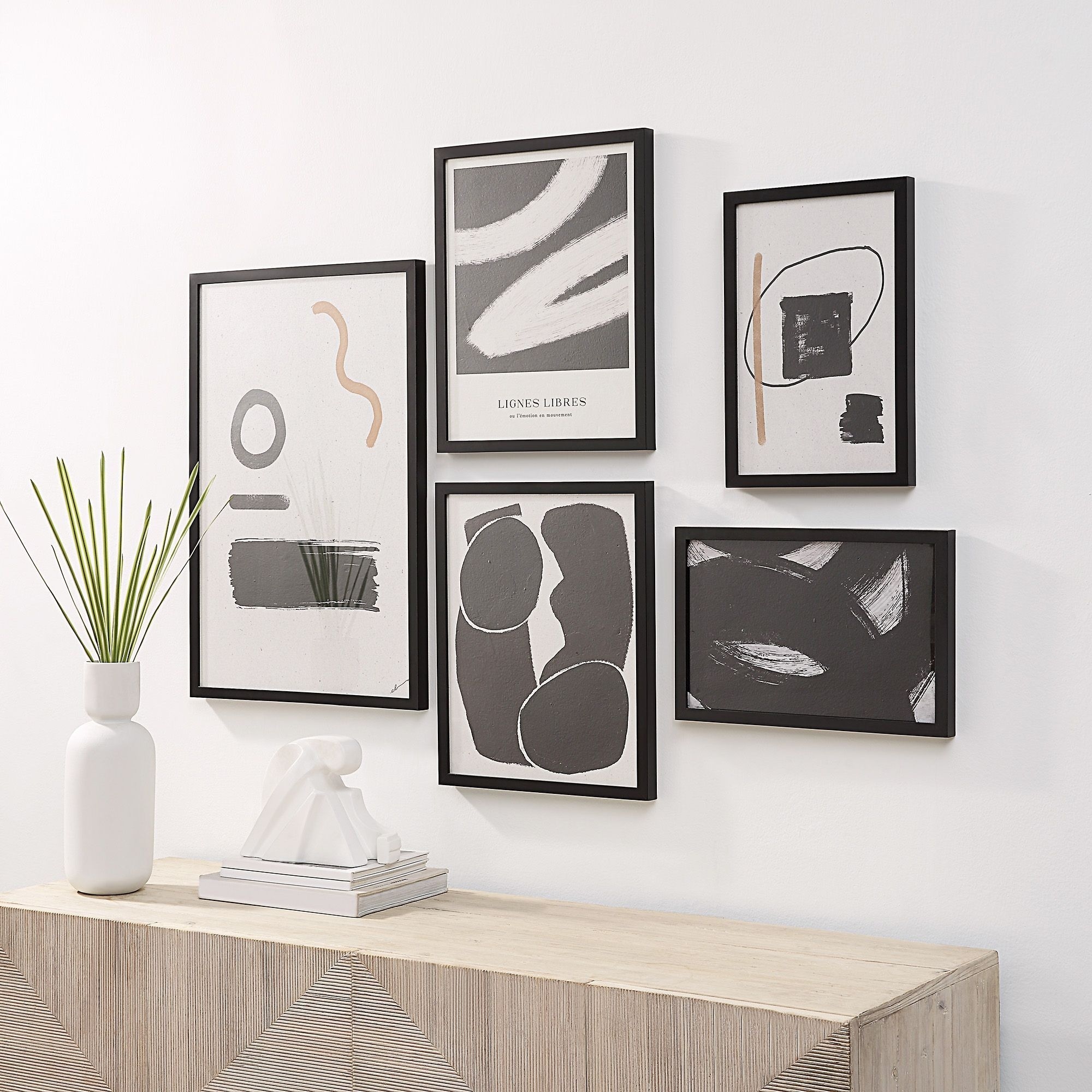 Renwil Carife Canvas 5-Piece Wall Art with Black Frame