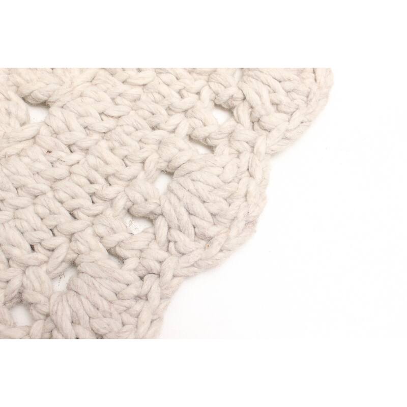 ECARPETGALLERY Braid weave Sienna Ivory Wool Rug - 3'2 x 3'2