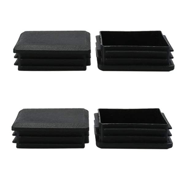 4pcs 80 x 80mm Plastic Square Ribbed Tube Inserts End Cover Cap, Indoor and Outdoor Furniture Floor Protector