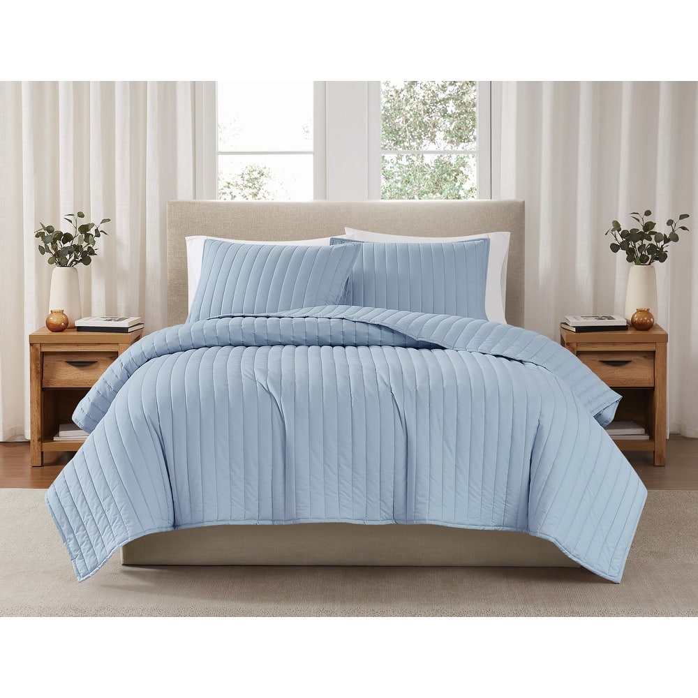 Brooklyn Loom Solid Cotton Percale Quilt Set