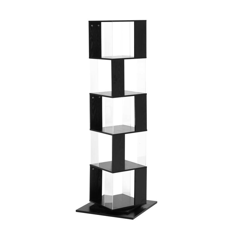5 tier Rotating Bookshelf, Modern Floor Rack Simple Bookcase - Black