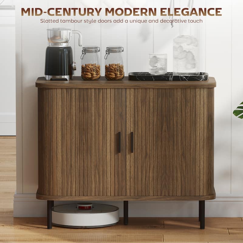 Storage Cabinet Sideboard Buffet Cabinet with Storage - Walnut