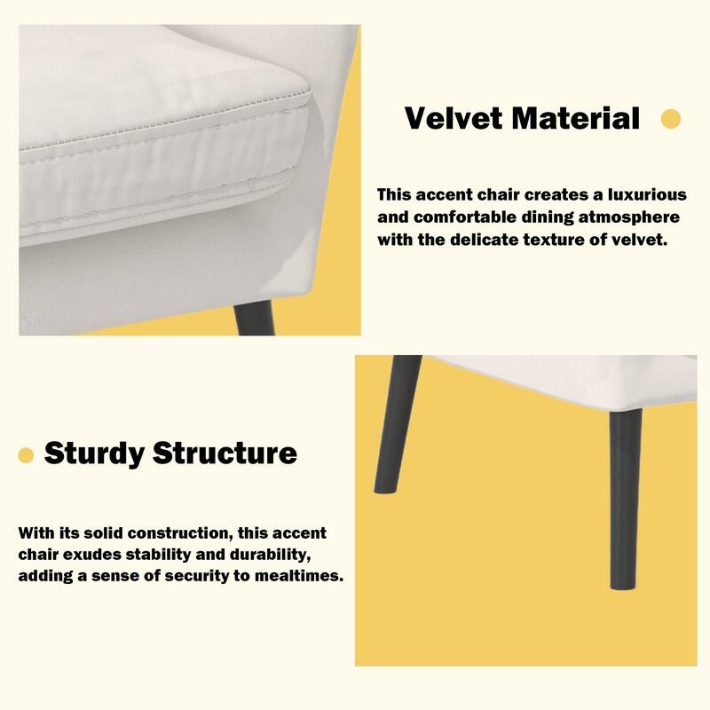 Tuft Velvet Living Room Thick Cushion Accent Chair (Set of 2)