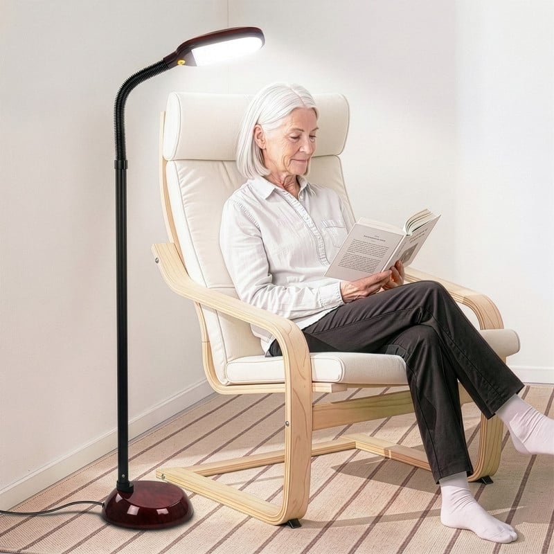 Brightech Litespan 53 in. Havana Brown Industrial Dimmable LED Floor Lamp with Height Adjustable Gooseneck Head