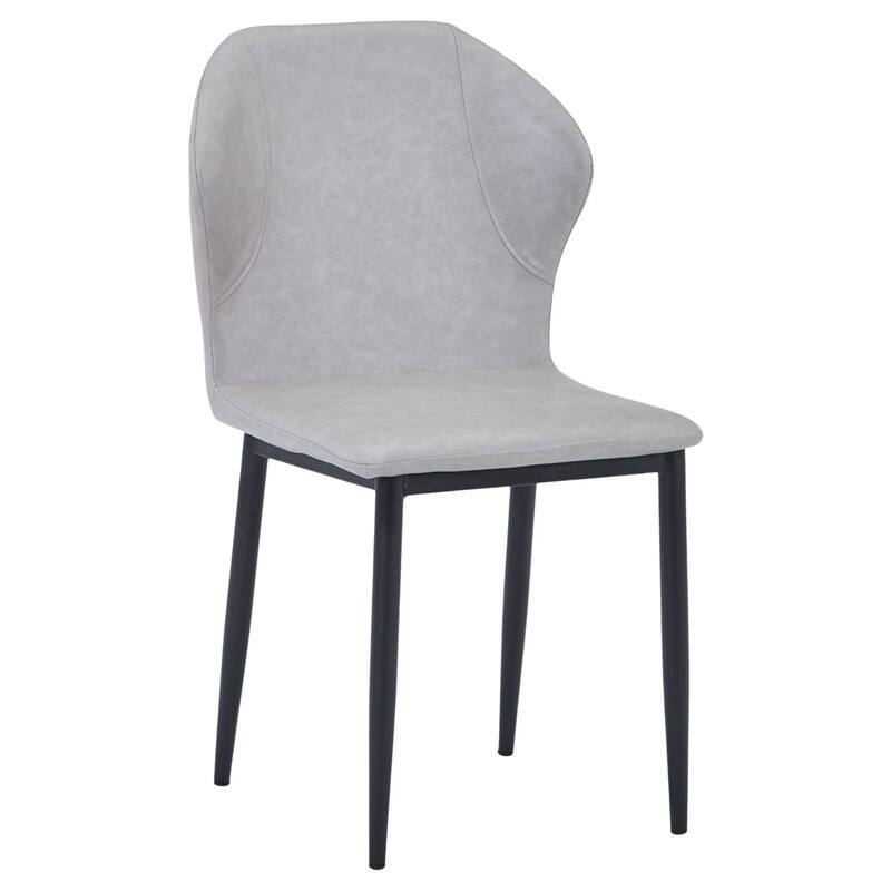 Mosaic Modern Upholstered Fabric Dining Chair with Metal Legs by LeisureMod - Light Grey
