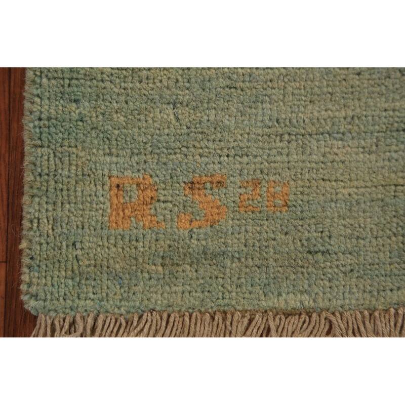 Gabbeh Modern Rug Handmade Solid Wool Carpet - 3'4" x 4'10"