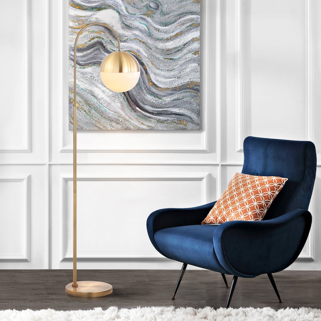 SAFAVIEH Lighting Naeema 56-inch Brass Led Floor Lamp - 15.25" x 9.875" x 55.5" - Brass Gold - 15Wx10Dx56H