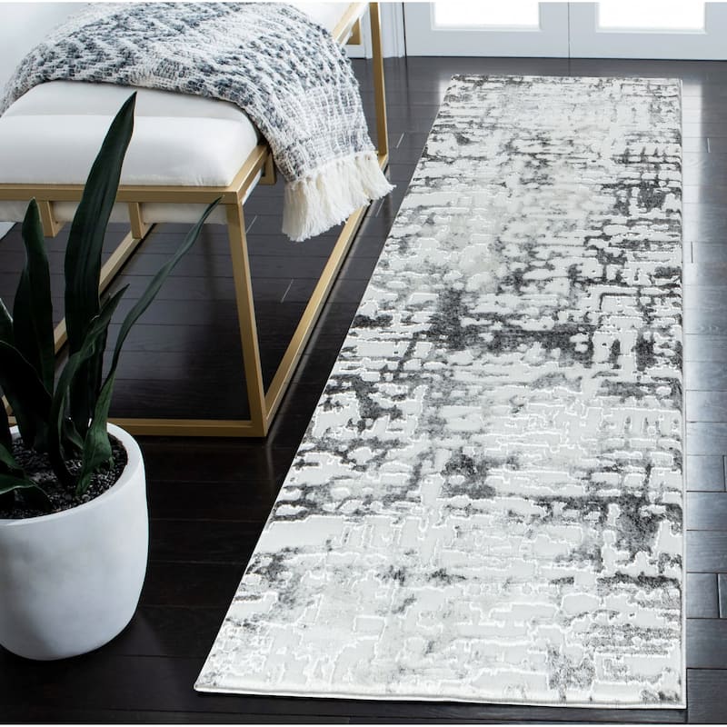 Petra Collection Grey/White Abstract Area Rug