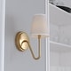 preview thumbnail 1 of 8, Briar 1 Light Traditional Wall Sconce White Linen Shade Muted Brass - 5-in W x 13.25-in H x 8-in D