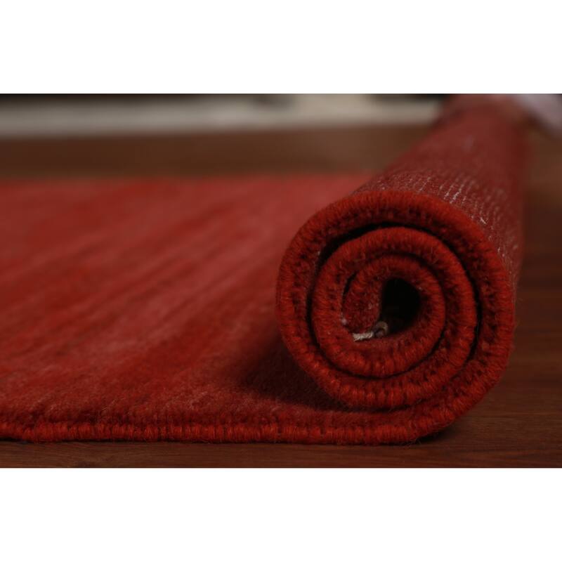 Modern Red Gabbeh Oriental Rug Handmade Wool Carpet - 3'4" x 5'0"