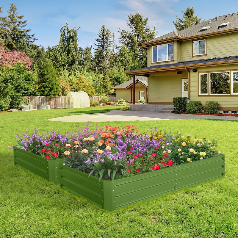 6 x 3 x 1 ft (2 pack) Metal Garden Bed,Outdoor Planter Box Metal Patio Kit Planting Bed for Vegetables Flowers Herb - Green