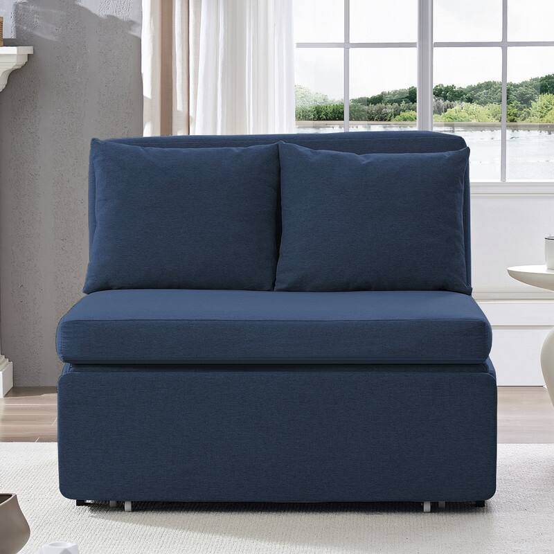 Mixoy Full Size Queen Size Sofa Bed,2 in 1 Convertible Linen 1-Seater/Loveseat Sleeper Sofa Couch with Cushions