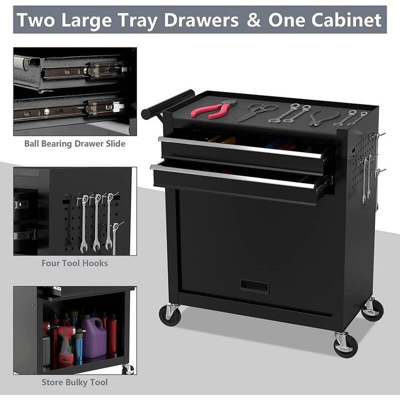 8-Drawer Rolling Tool Chest & Removable Tool Box Organizer with Lock