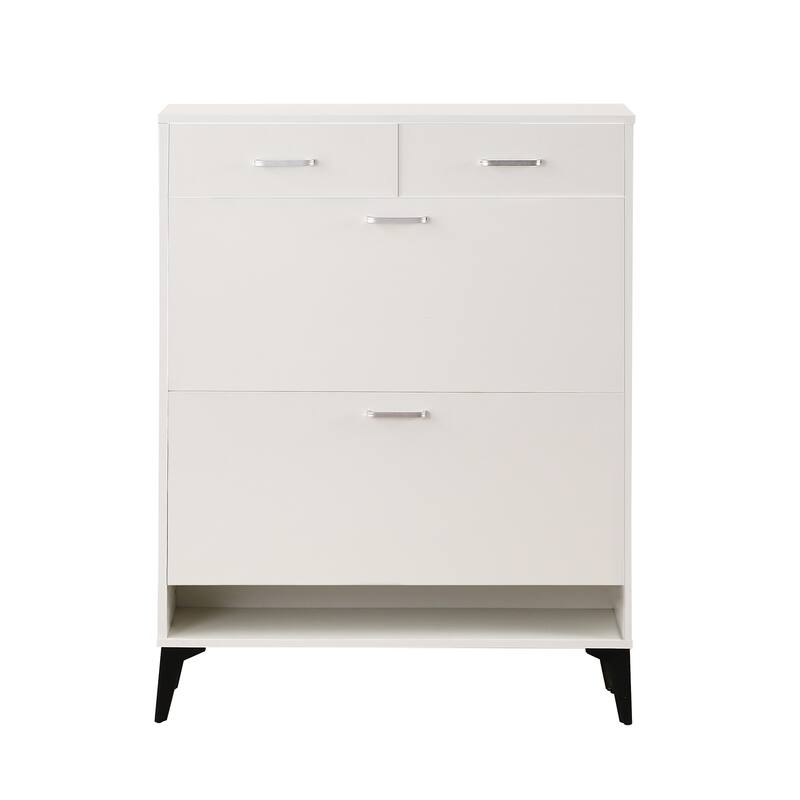 Free Standing Shoe Cabinet with 2 Flip Drawers & 2 Drawer