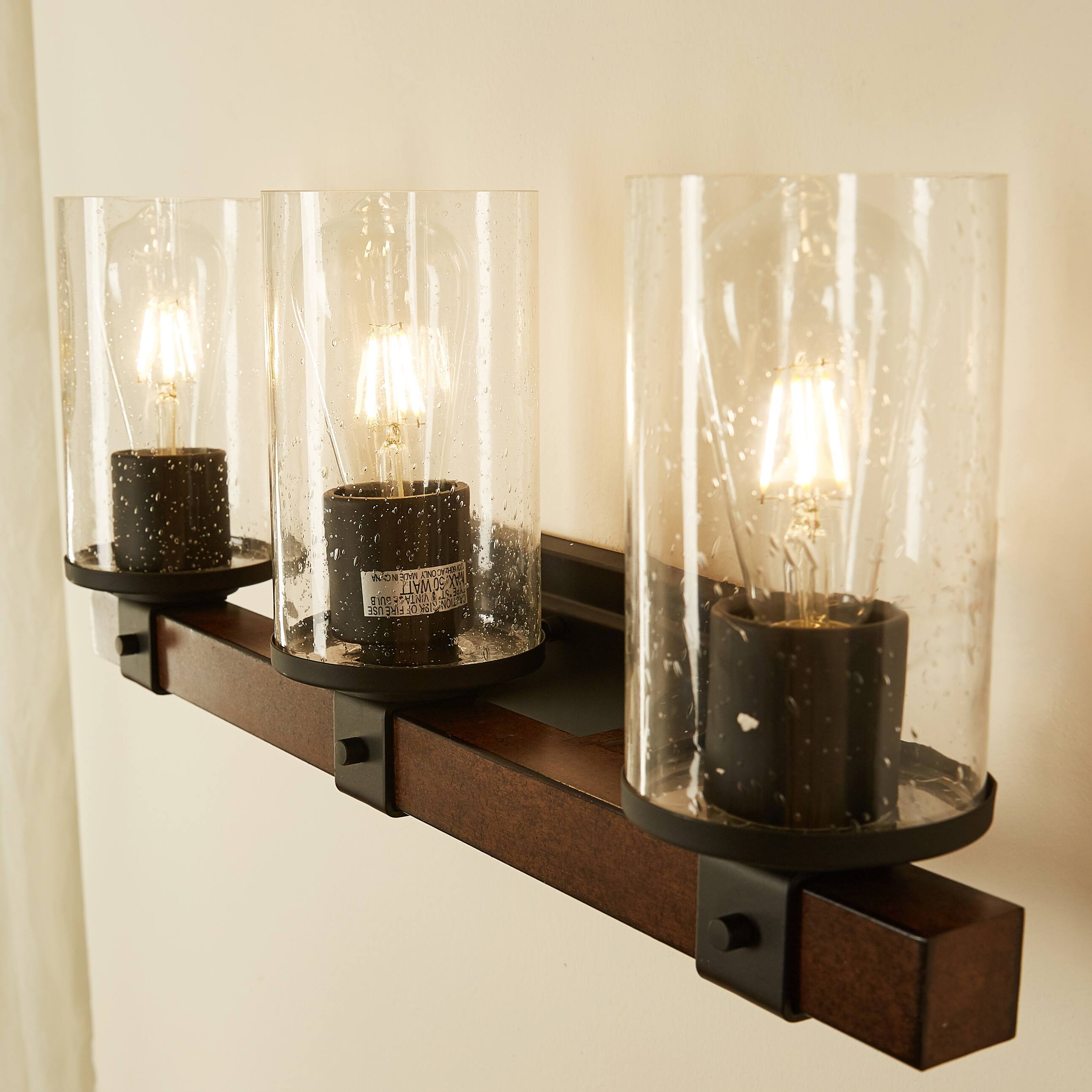 3 Light Matte Black Rustic Vanity Light - 22.06"x5.71"x10.44" - Bed ...