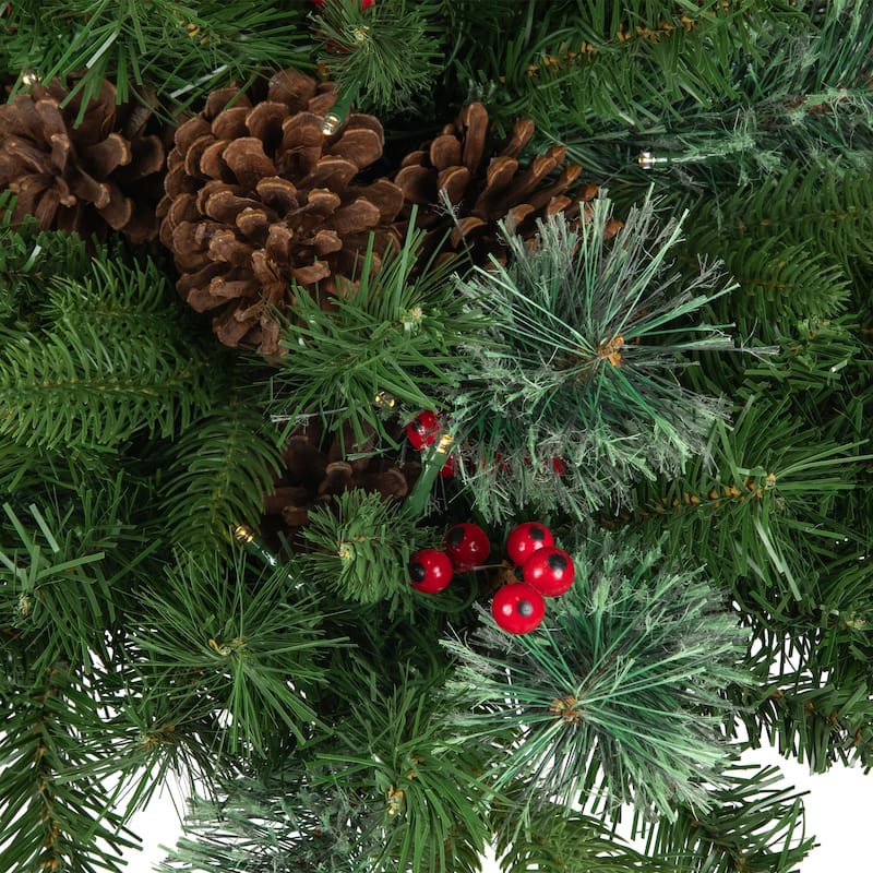 Pre-Lit LED Mixed Cashmere Urn Filler Christmas Garden Stake - 20"