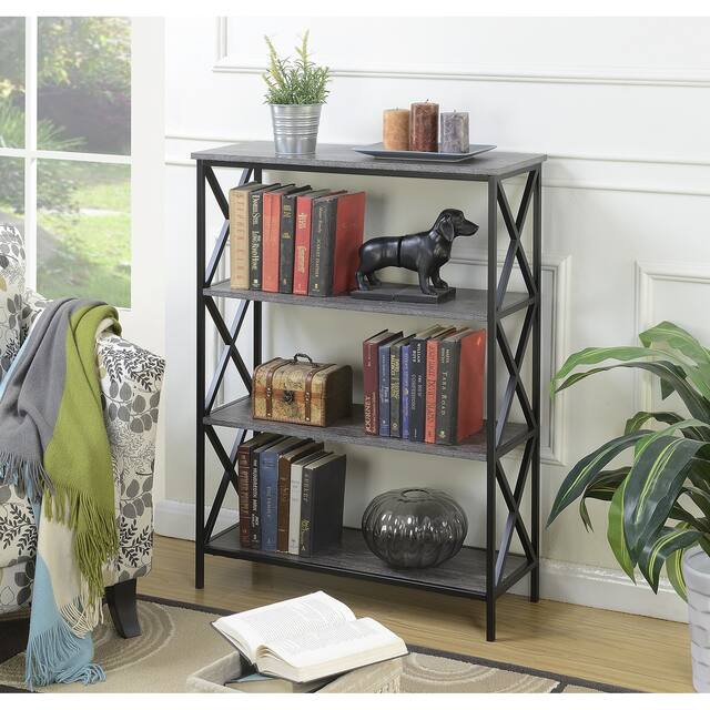 Carbon Loft Ehrlich Metal and Wood 4-Shelf Bookcase - Weathered Grey