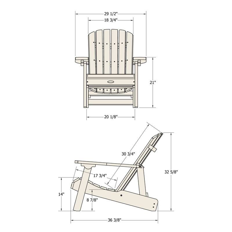 BAHIA VERDE OUTDOORS Cape Folding and Reclining Adirondack Chair Set