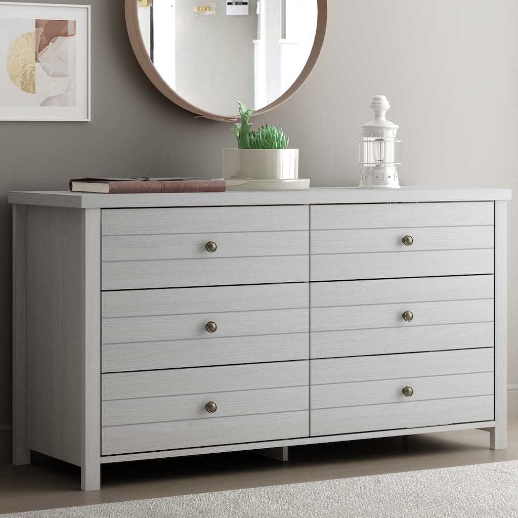 Living Essentials by Hillsdale Harmony Wood 6 Drawer Dresser