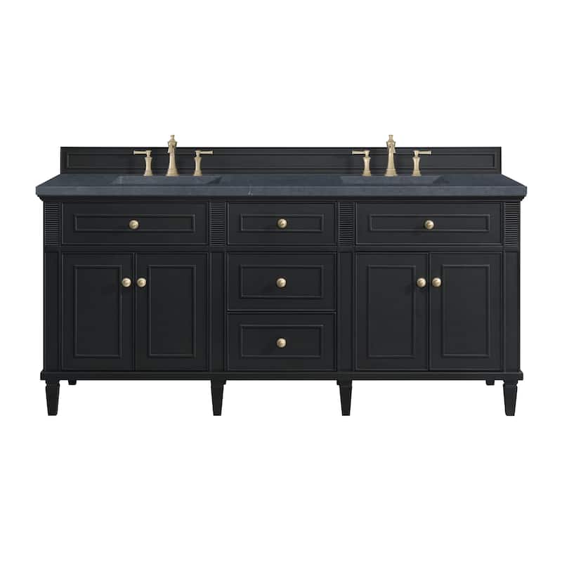 James Martin Vanities 424-V72-3CSP Lorelai 72" Double Basin Wood - Black Onyx - Anthracite Finish