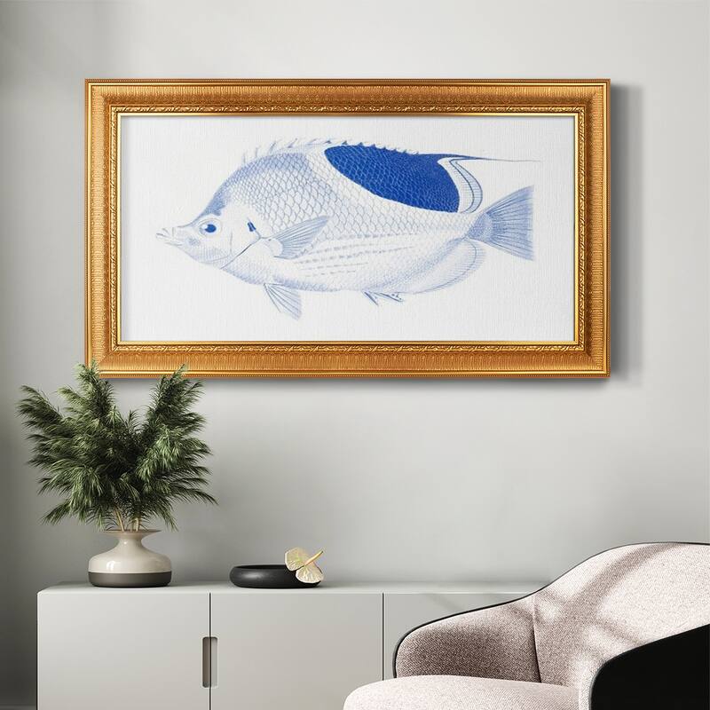 Blue & White Tropical Fish I Premium Framed Canvas- Ready to Hang