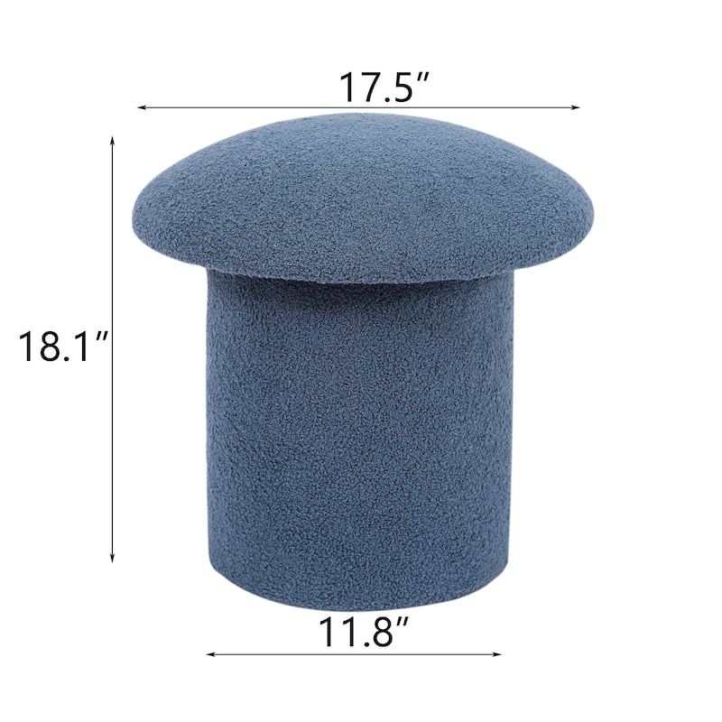 Adeco Mushroom Ottoman Teddy Velvet Foot Stool