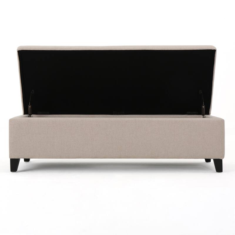 Wheat Contemporary Birch Wood Legs Storage Ottoman