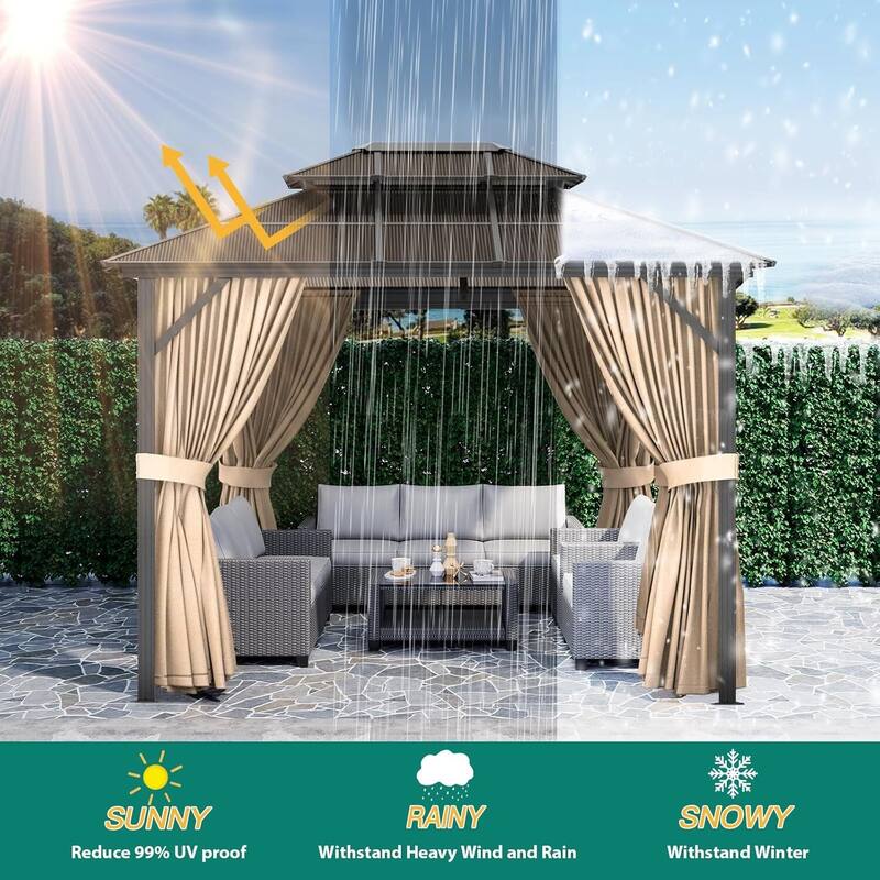 10' x 13' Patio Hardtop Heavy Duty Gazebo for Garden, Patios, Lawns - 10X13 Ft
