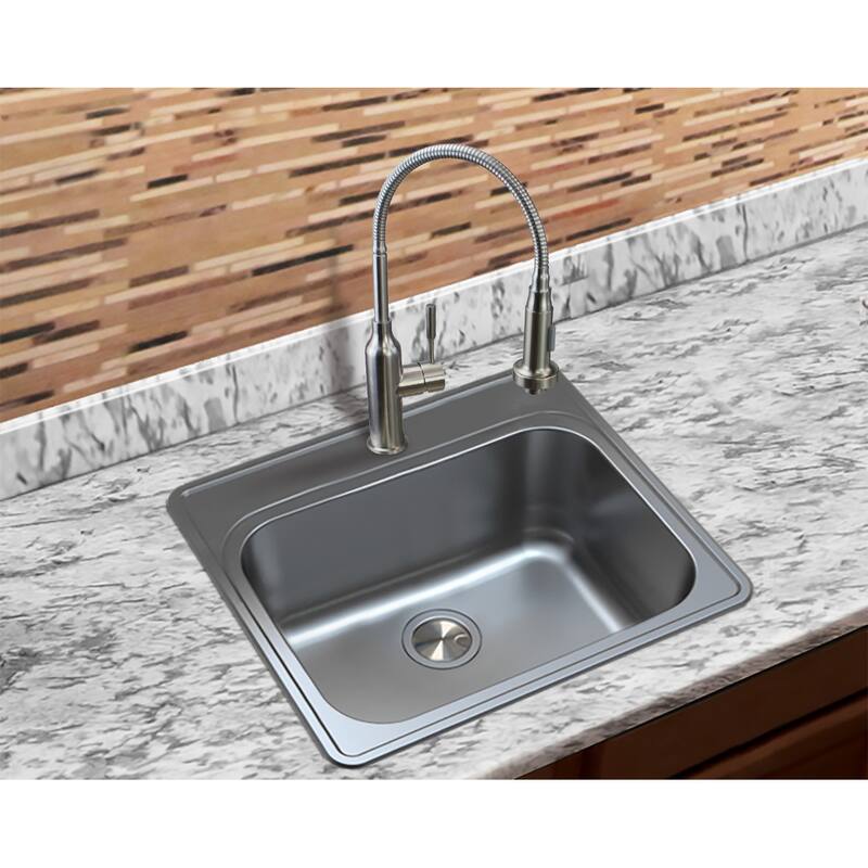 Transolid TRS_MTSB252212-3 Meridian 25" Drop In Single Basin Stainless - Brushed Stainless