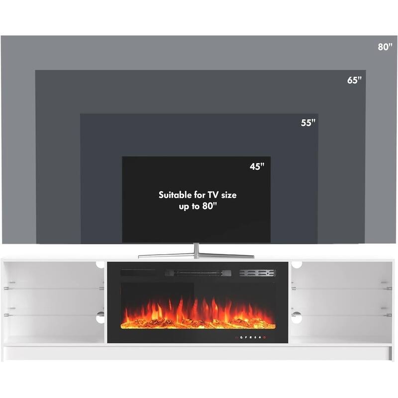 EROMMY Electric Fireplace TV Stand, Living Room Media Storage Cabinet and Entertainment Console