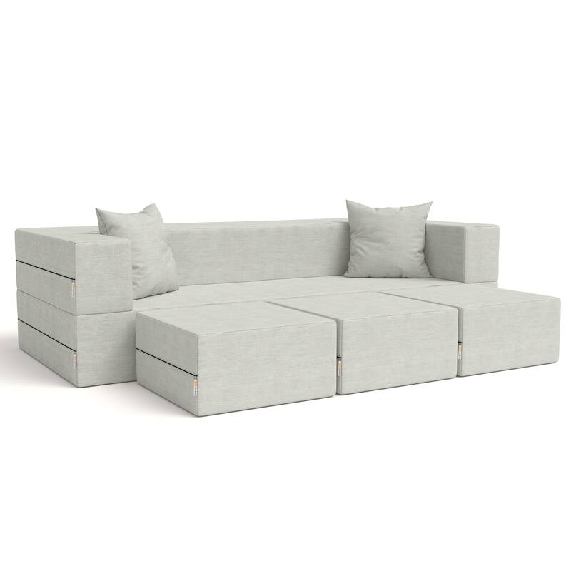 Porch & Den California King Convertible Sleeper Sofa and Ottomans