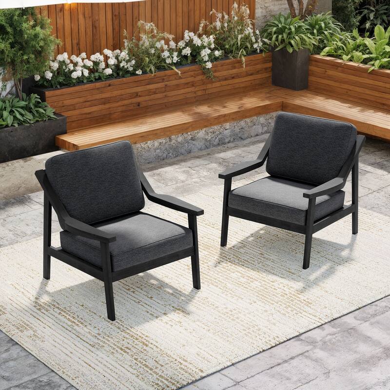 Solid Wood Outdoor Arm Chair Loveseat with Cushion