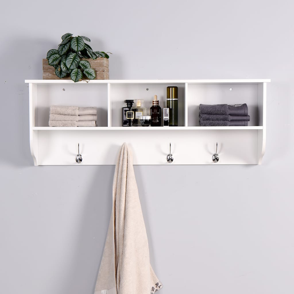 Nestfair Entryway Wall Mounted Coat Rack with 4 Dual Hooks and Storage Shelf