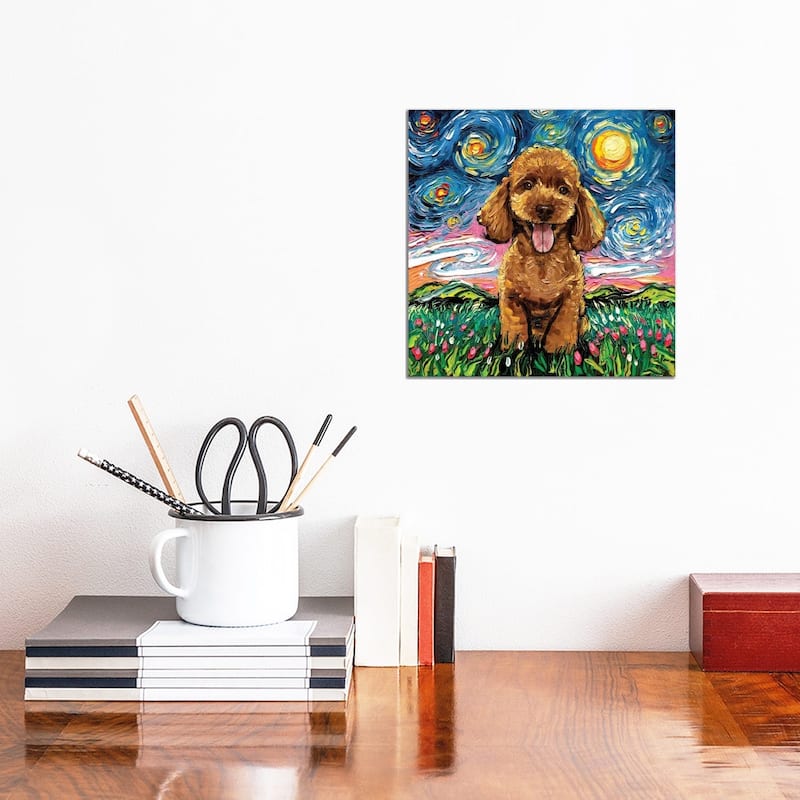iCanvas "Apricot Poodle Night" by Aja Trier Canvas Print - 12x12x0.75