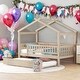 preview thumbnail 14 of 48, Twin Size Wooden House Bed Platform Bed With Twin Size Trundle,Solid Construction For Bedroom