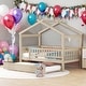preview thumbnail 13 of 48, Twin Size Wooden House Bed With Twin Size Trundle Natural