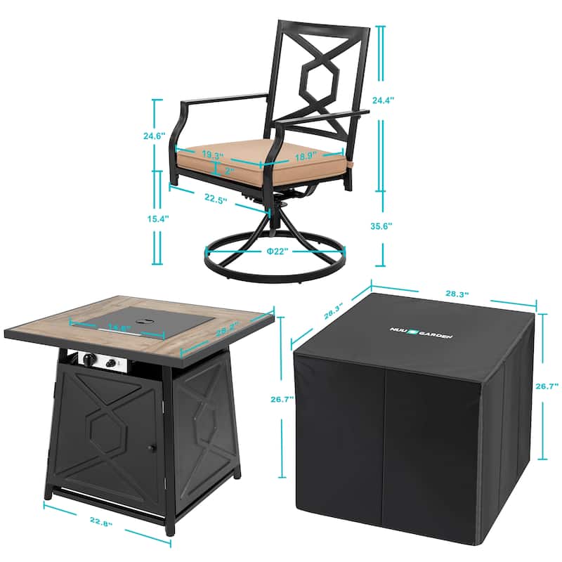Nuu Garden 5-Piece Patio Furniture Set with Fire Pit Table - 5 PCS