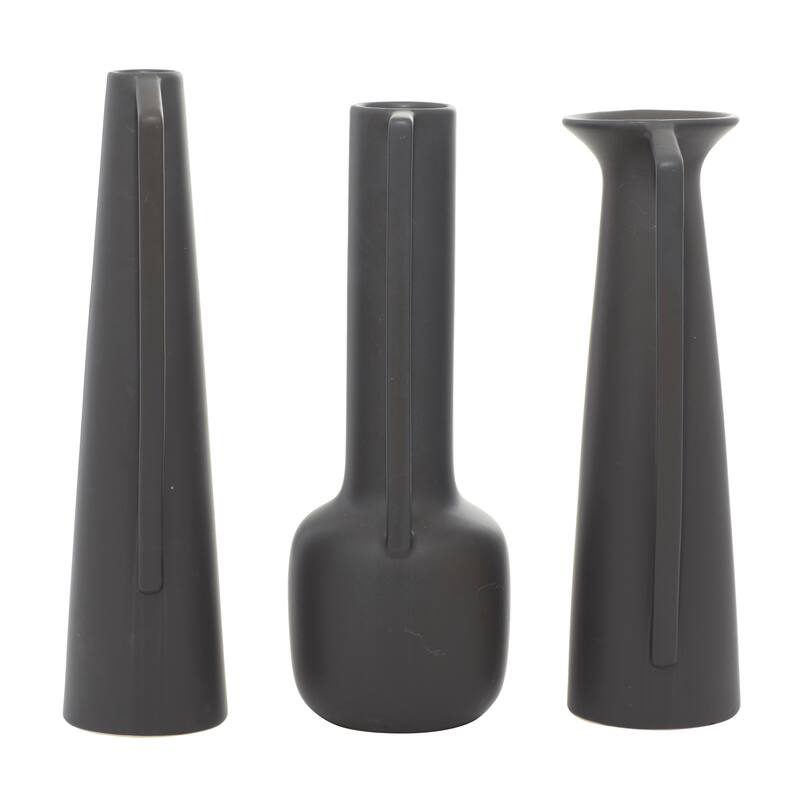 CosmoLiving by Cosmopolitan Ceramic Vase with Handles (Set of 3) - Black or White