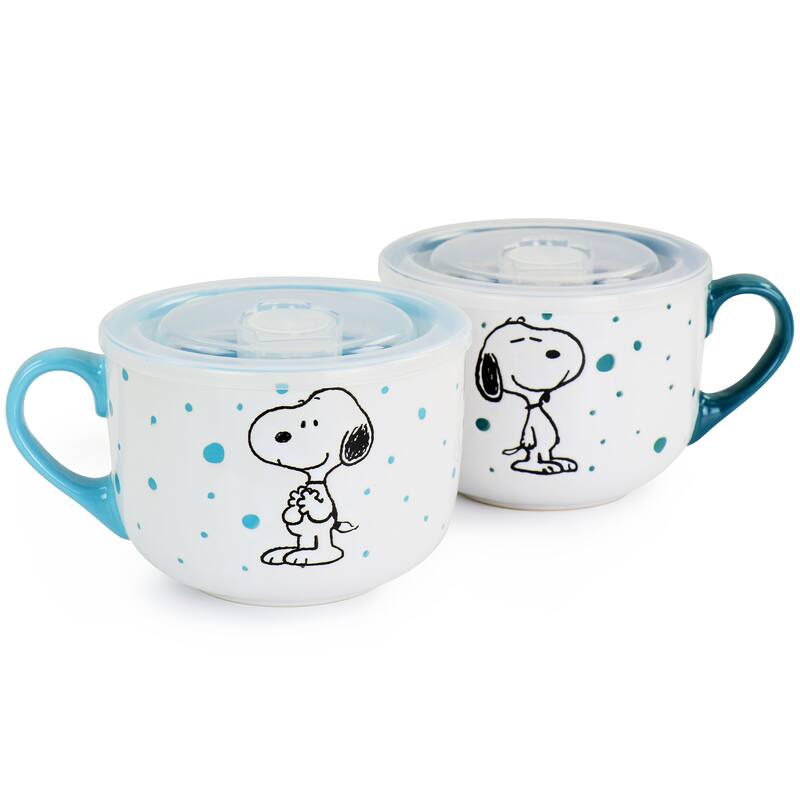 Peanuts Freckled Joy 4 Piece Soup Cup and Lid Set - 25 Ounces