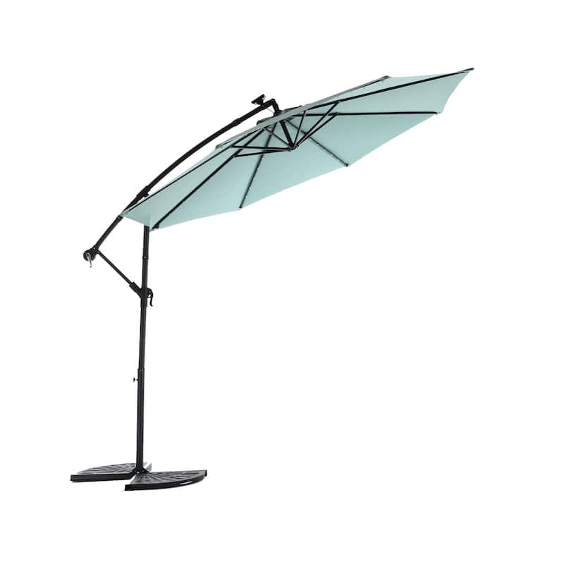 10ft Solar LED Offset Hanging Market Patio Umbrella