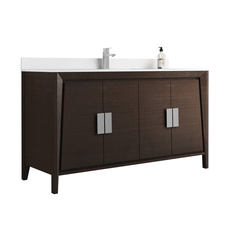 Fine Fixtures Imperial Collection Bathroom Vanity Cabinet Set, - 60 Inch - Single Sink - Ebony wave