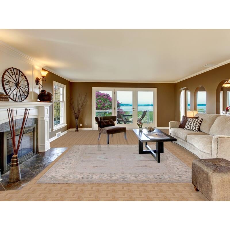 Earth Tone Oushak Indian Area Rug Handmade Wool Carpet - 8'0"x 9'9"