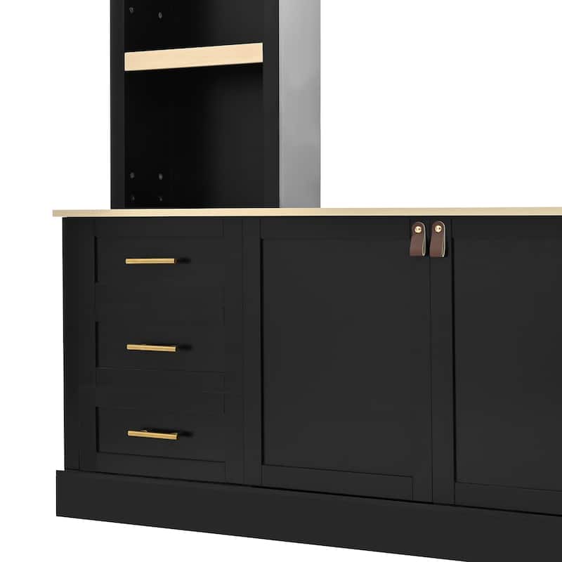 Modern 4-Piece Wall Unit Entertainment Center with Bookshelf for TVs Up to 75"
