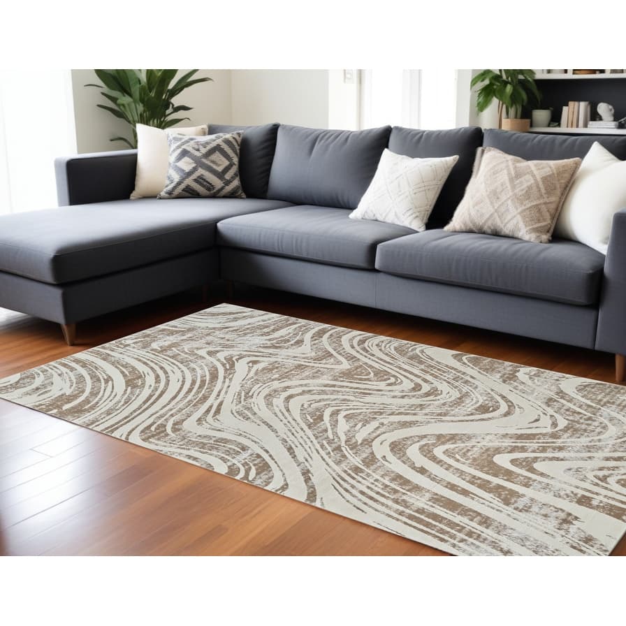 Bicus Distressed Abstract Modern Stain Resistant Woven Durable Area Rug By HomeRoots
