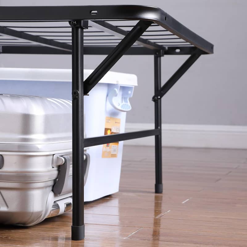 Black Twin Platform Bed with Under Bed Storage and Foldable Design