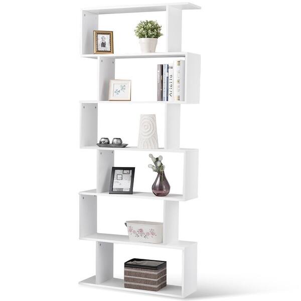 Shop 6 Tier S Shaped Bookcase Z Shelf Style Storage Bookshelf