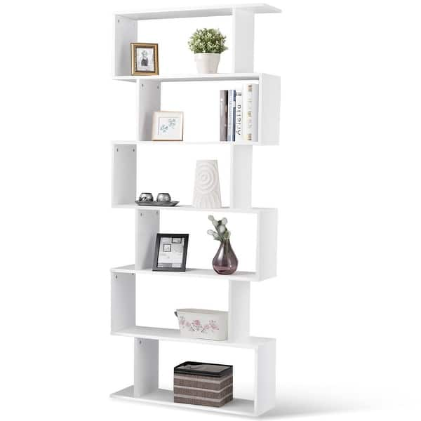 Shop 6 Tier S Shaped Bookcase Z Shelf Style Storage Bookshelf