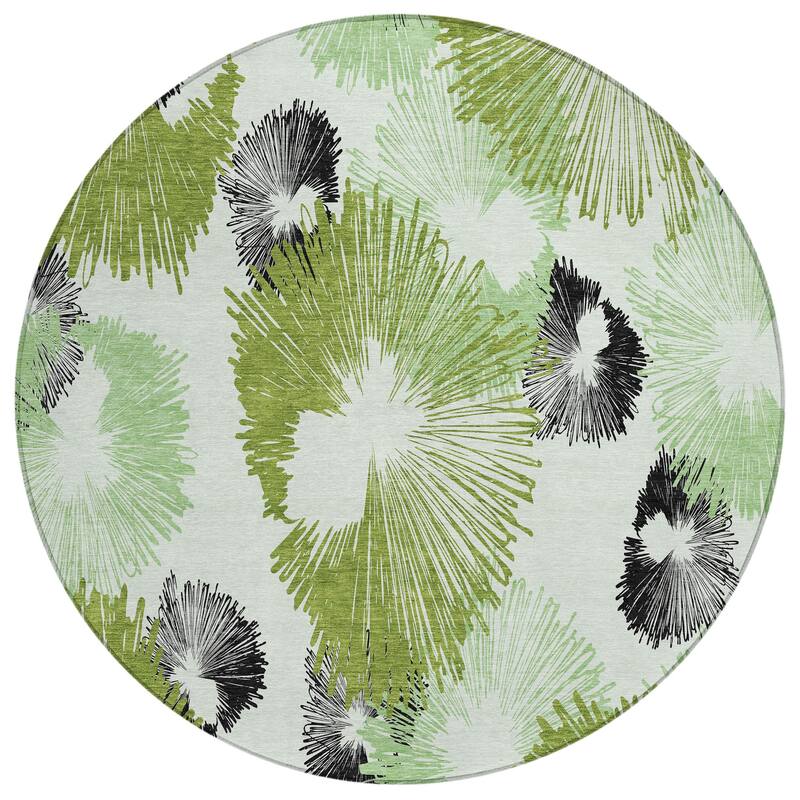 Machine Washable Indoor/Outdoor Modern Floral Chantille Rug