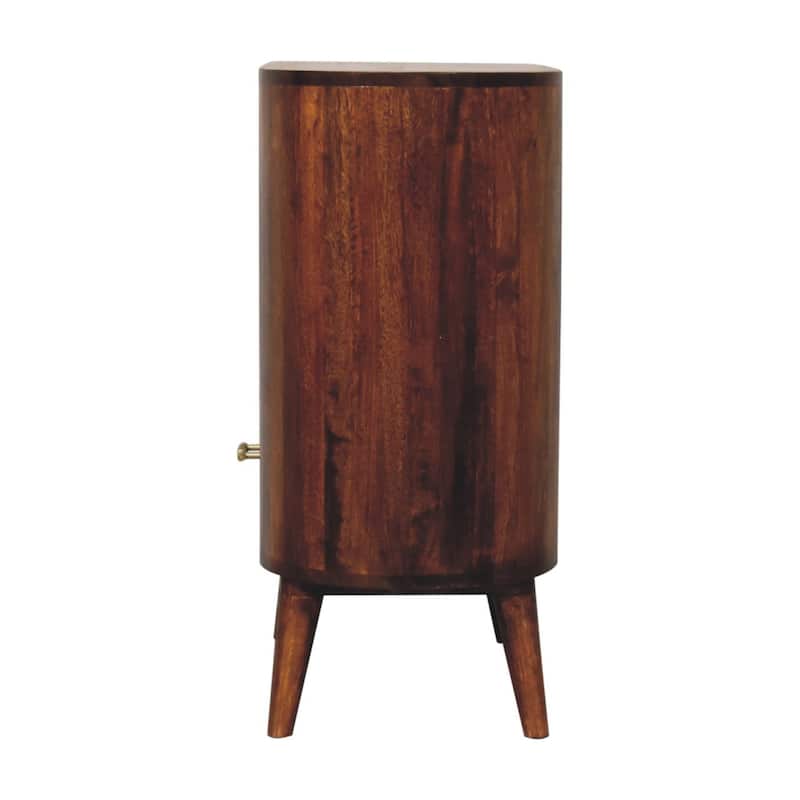 HomeRoots 30" Chestnut Solid Wood Oval Accent Cabinet With One Drawer