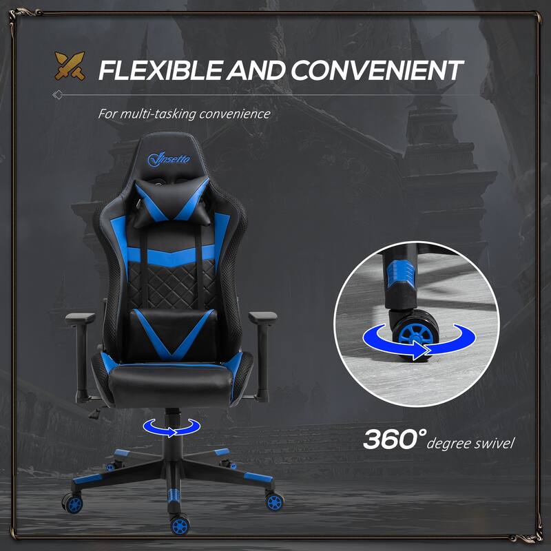 Vinsetto Gaming Chair with RGB LED Light, 3D Arm, Lumbar Support, Swivel Home Office Computer Recliner High Back Racing Gamer